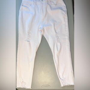 Distressed Skinny Jeans by Shein Curve Polyester Cotton Spandex Plus 1X